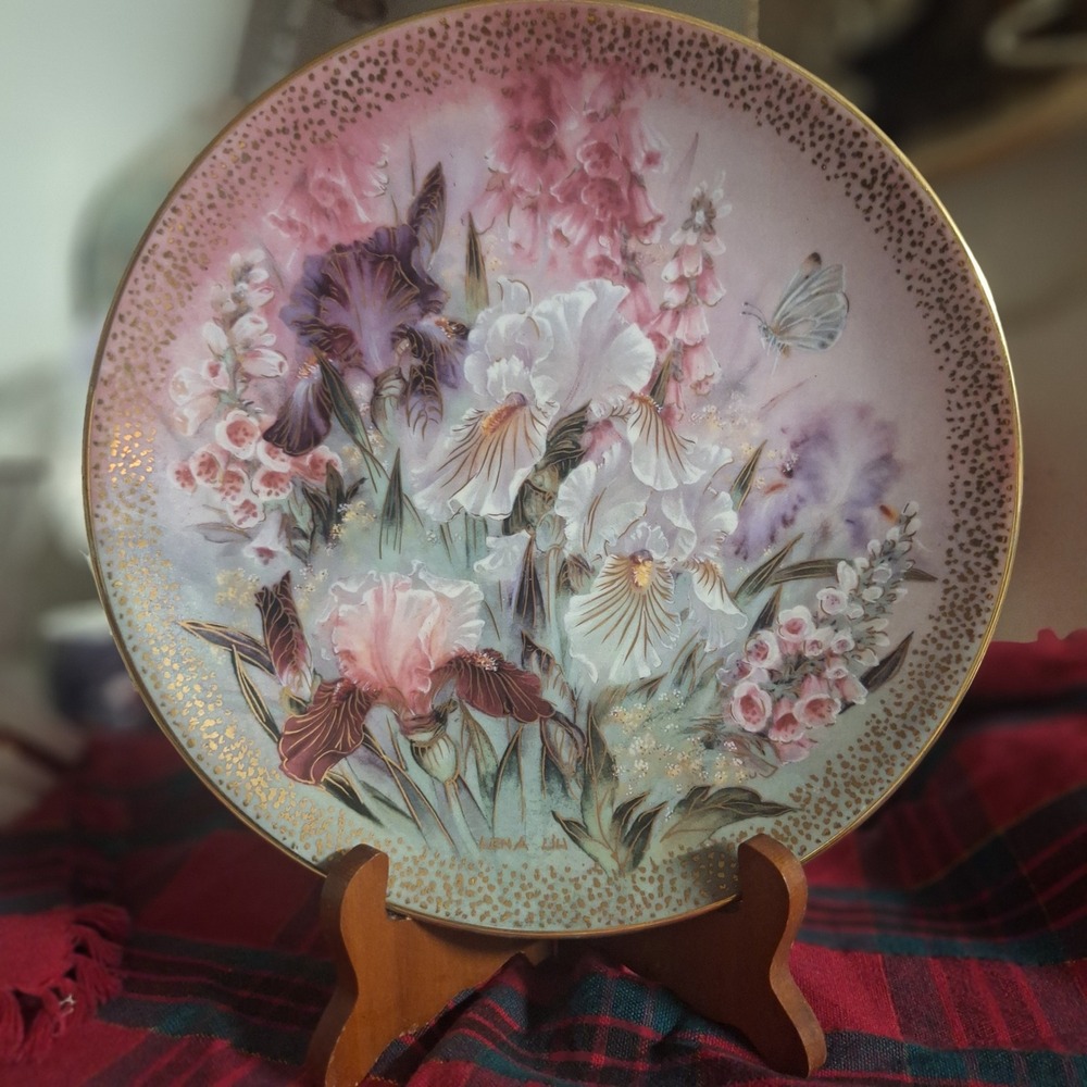 WS George Lena Liu Iris Quartet Collector Plate 1991 Symphony Shimmering Beauty
